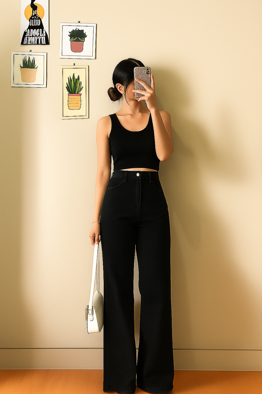 Black Wide Leg Denim Jeans