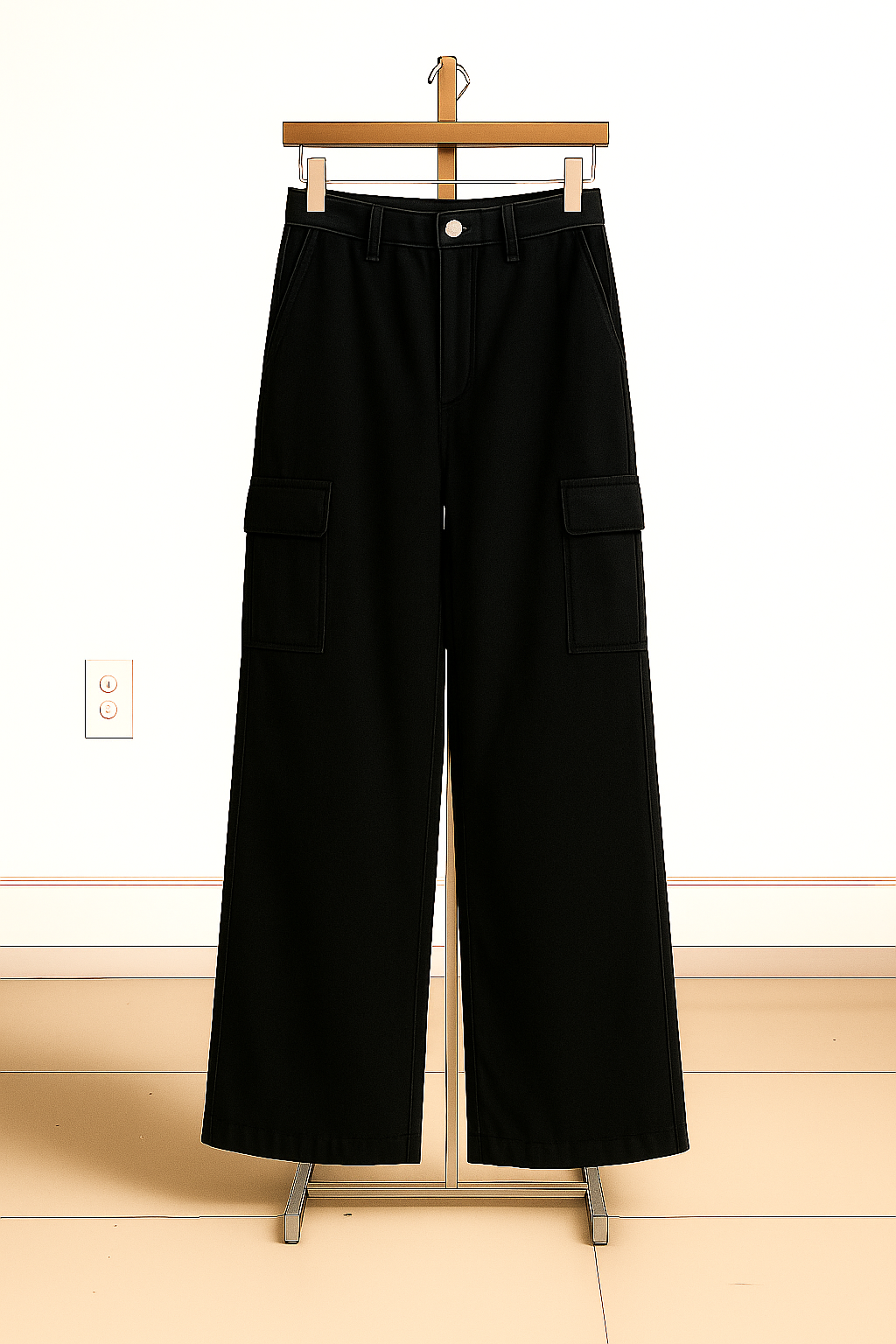 Black Wide-Leg Cargo Pants (6 Pockets)