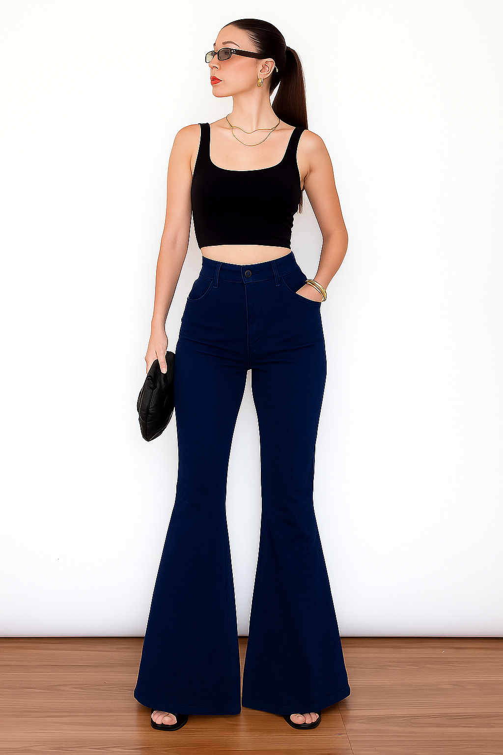 Dark-Blue Bell Bottom Jeans