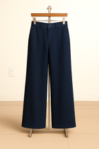 Dark-Blue Wide Leg Denim Jeans