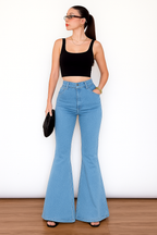 Sky-Blue Bell Bottom Jeans