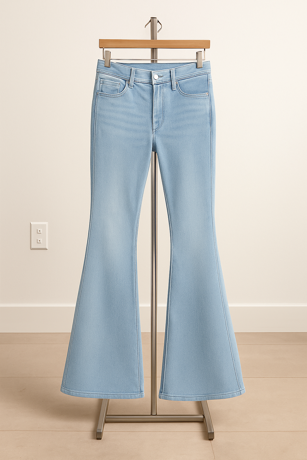 Sky-Blue Bell Bottom Jeans