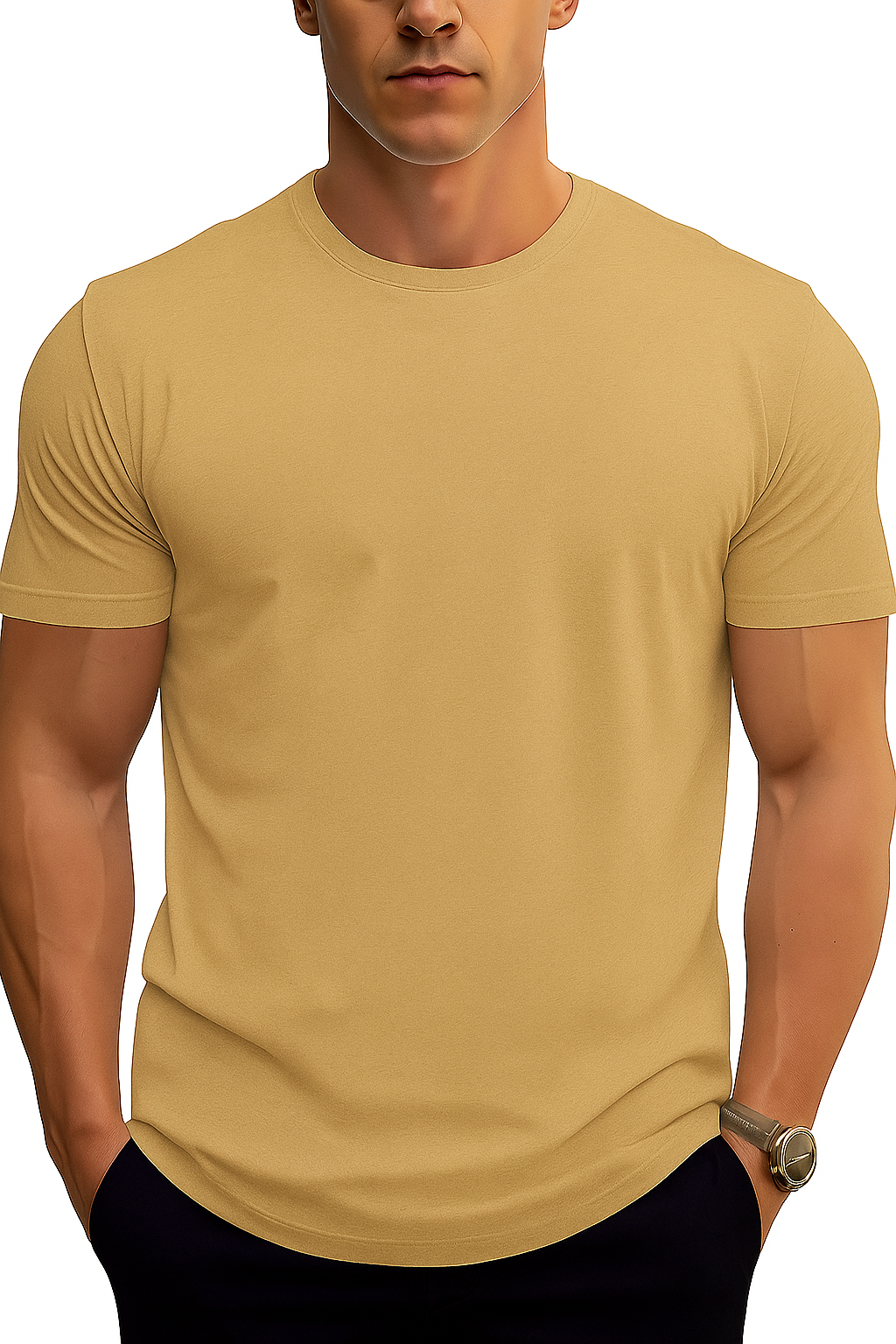 Beige Knit Regular T-Shirt