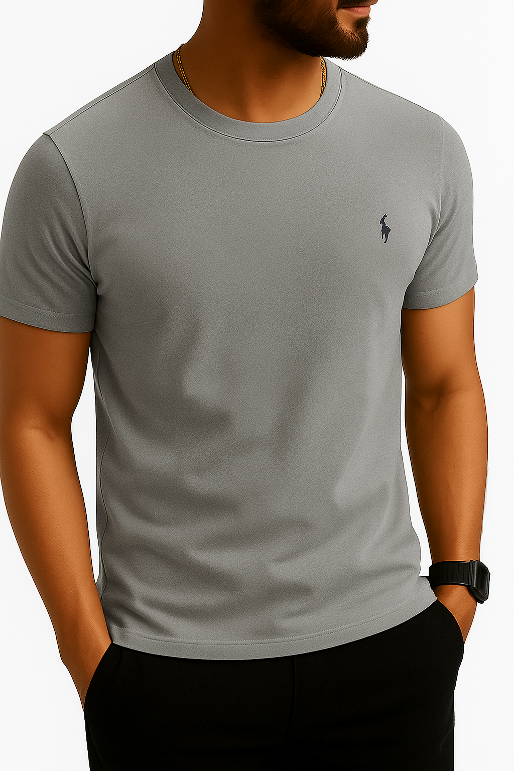 Mid Grey Knit Regular T-Shirt