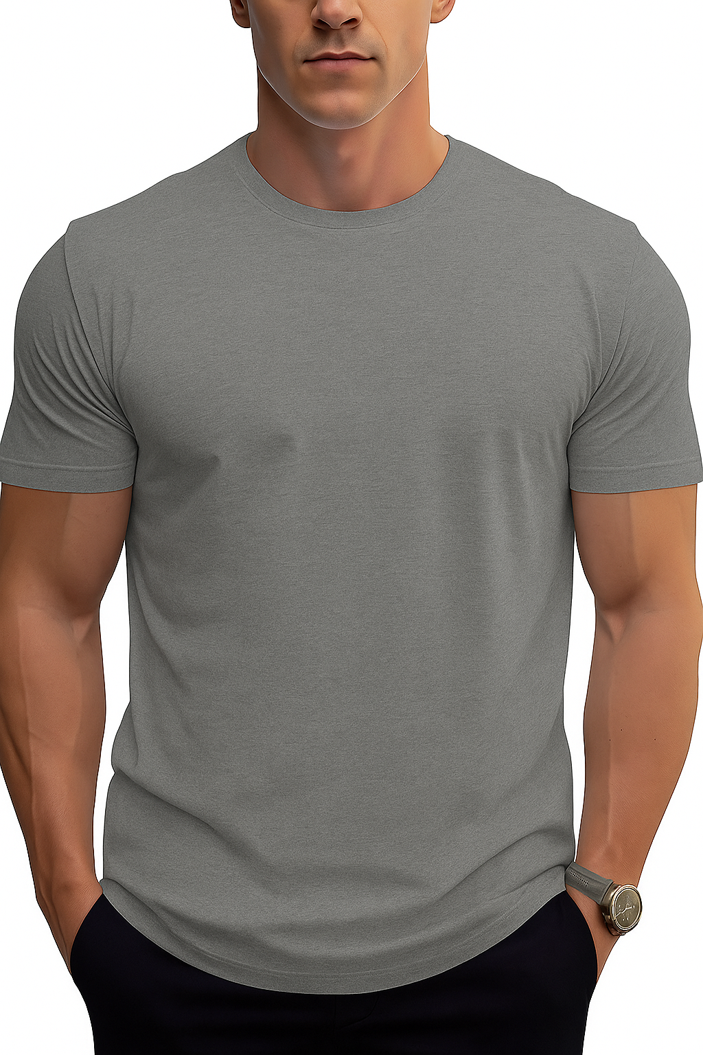 Mid Grey Knit Regular T-Shirt