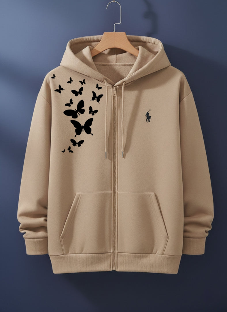 SHOULDER BUTTERFLIES HOODIE ZIPPER