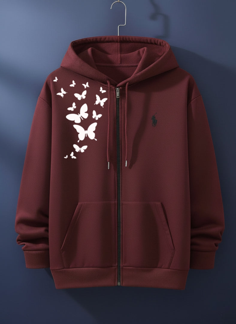 SHOULDER BUTTERFLIES HOODIE ZIPPER