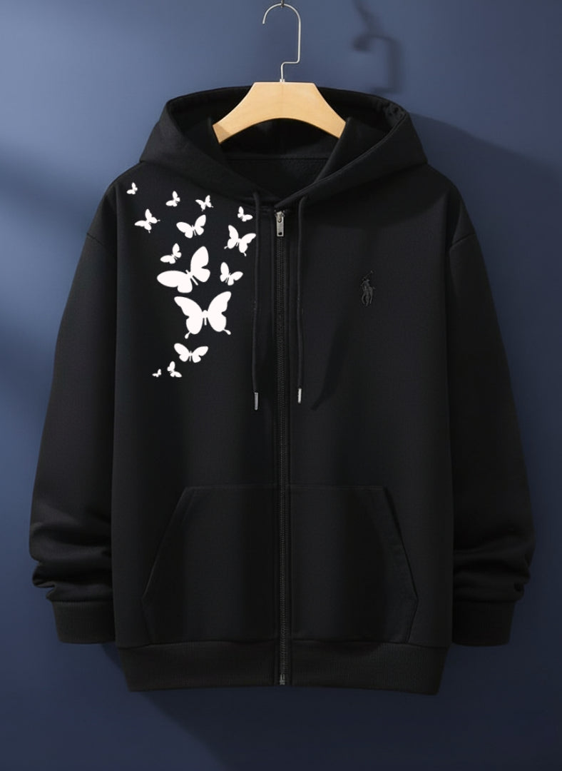 SHOULDER BUTTERFLIES HOODIE ZIPPER