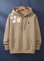 SHOULDER FLOWERS HOODIE ZIPPER