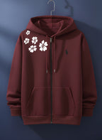 SHOULDER FLOWERS HOODIE ZIPPER